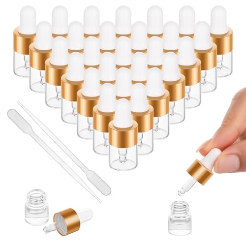 COTOM 100 Pack 1ml Mini Dropper Bottles for Cuticle Oil