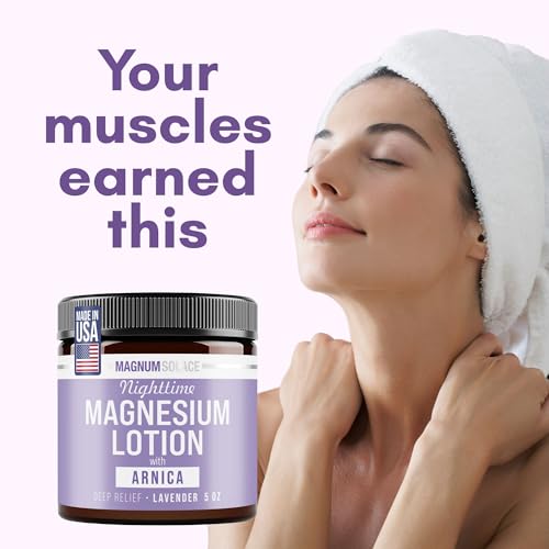 Magnum Solace Nighttime Magnesium Lotion with Arnica ? Highly Concentrated Magnesium for Muscles & Joints ? Apply to Legs or Feet Before Bed ? Skin-Friendly