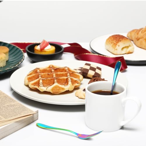 RETON 12-Piece Rainbow Dessert Forks and Spoons Set, Mini Stainless Steel Silverware