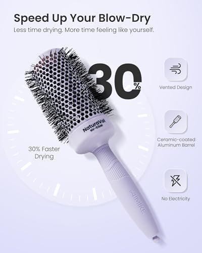 AIMIKE 2.1" Round Hair Brush Lavender Mist for Long Hair, Volume & Smooth Blowouts