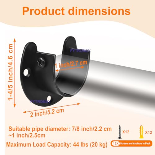 Stainless Steel U-Shaped Closet Rod Bracket - 4 Pack