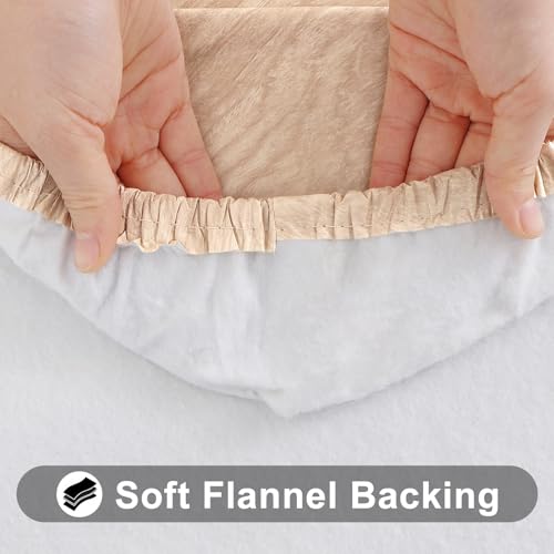 Smiry Waterproof Elastic Fitted Tablecloth for 4FT Tables - Beige Wood