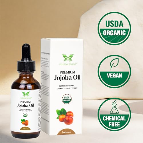 Celestial Psyché Organic Jojoba Oil 2 Fl Oz - Pure Natural Hair, Skin & Nails