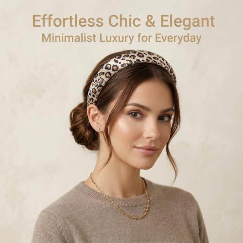 ZLYC Leopard Brown Mulberry Silk Headband for Women - Toothless Design, 1 Count