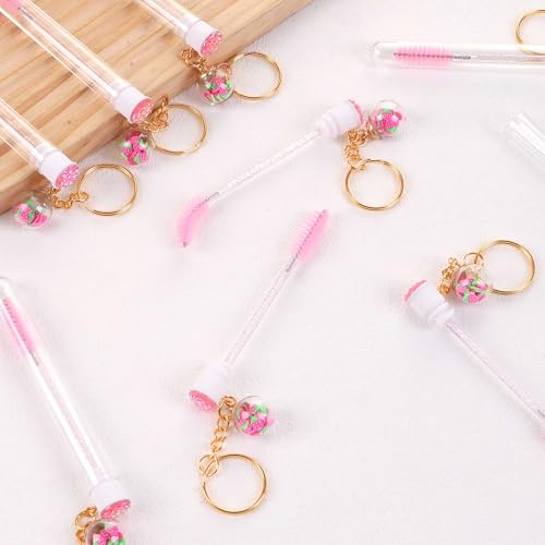 Rose Pink Disposable Mascara Wands Set 48 pcs with Eyebrow Spoolies, Travel-Ready