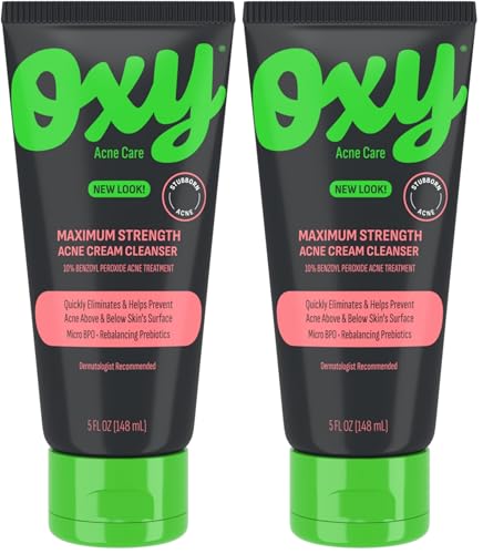 Oxy Maximum Strength Acne Face Wash - 10% Benzoyl Peroxide (Pack of 2)