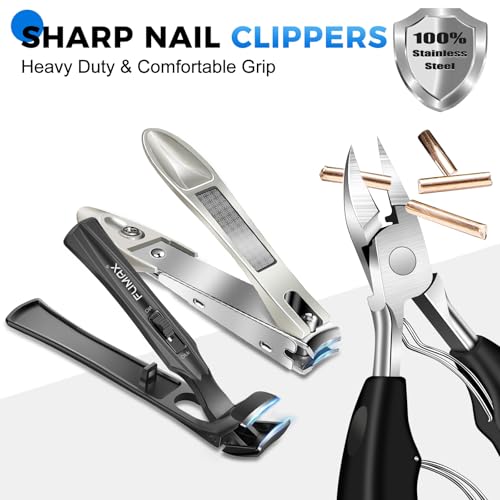 FUMAX Heavy Duty Toenail Clippers for Thick Nails & Ingrown Toenails - 5-in-1 Senior Nail Care Set