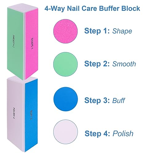GigaGround 4-Way Nail Buffer Block Set - 10 Pcs for Shiny Natural & Acrylic Nails