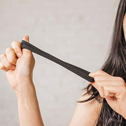 Burlybands Black Elastic Hair Ties Pack of 8 No Damage for Thick Heavy Hair