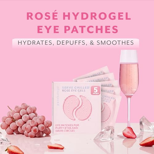 Patchology Serve Chilled Ros? Hydrating Under Eye Patches ? Hyaluronic Acid & Antioxidant-Infused Eye Masks to Reduce Dark Circles, Puffiness & Fine Lines - Ideal Skincare Essentials (5 Pairs)