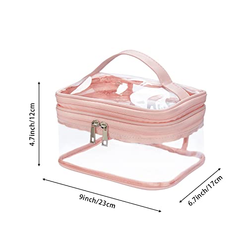 HAOGUAGUA Double Layer Clear Cosmetic Bag Makeup Bag, Waterproof