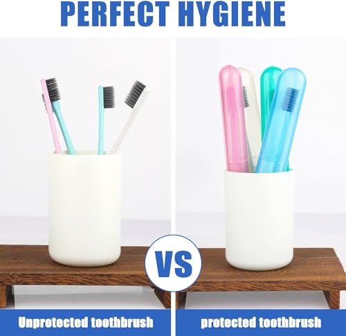 4 Pack Portable Travel Toothbrush Cases - BPA-Free Plastic Holders