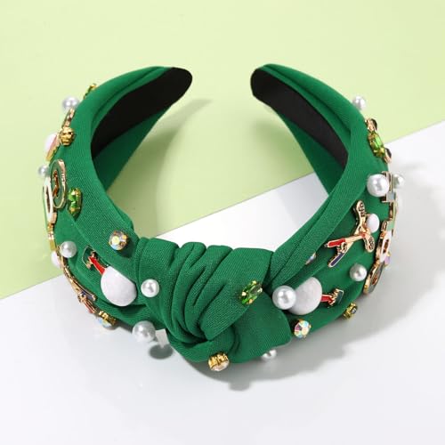 CEALXHENY Pattern C Women's Golf Headband with Rhinestones & Golf Motifs