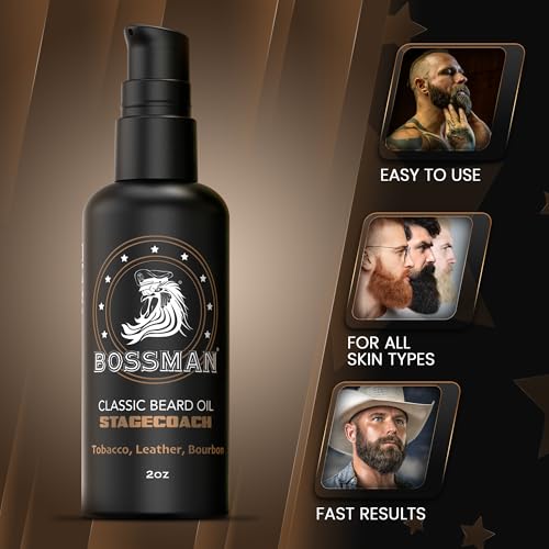 Bossman Organic Beard Oil for Men - 2 oz Natural Moisturizer