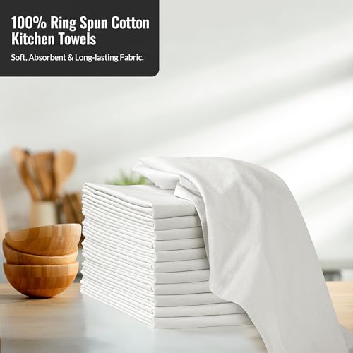 Super Absorbent Flour Sack Dish Towels - 100% Cotton, 28"x28" (Pack of 6)