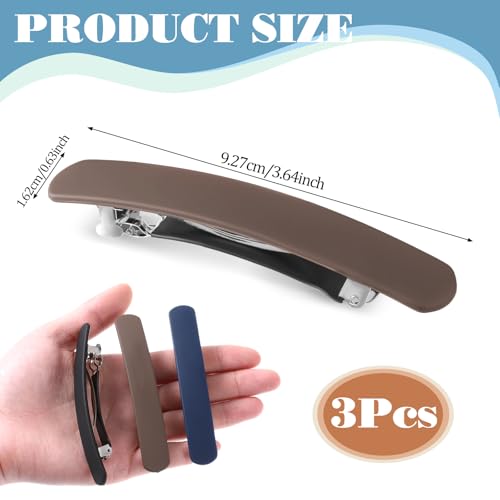 3 PCS Vintage Matte Flat Ponytail Clips for Women - Strong Hold Hairpins