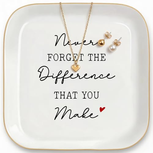 Ceramic Ring Dish with Inspirational Quote - Jewelry Tray for Gifts