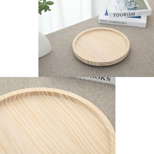 10-Inch Round Clip-On Sofa Arm Tray - Natural Pine Wood Table