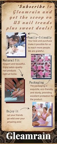 Gleamrain Handmade Almond Press-on Nails with Floral & Polka Dot Design