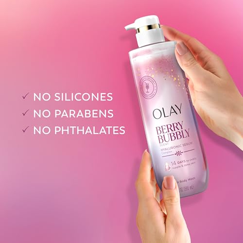 Olay Berry Bubbly Body Wash - Intensely Hydrating Serum with Hyaluronic Acid, 20 fl oz