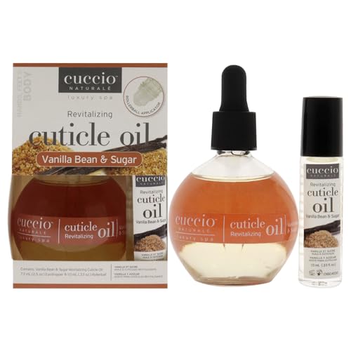 Cuccio Naturale Vanilla Bean & Sugar Cuticle Oil Set - Hydrating Nail & Cuticle Care, 1 Fl Oz, 2 Pack