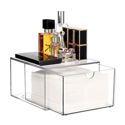Sumnacon Clear Plastic Face Towel Holder with Drawer Storage