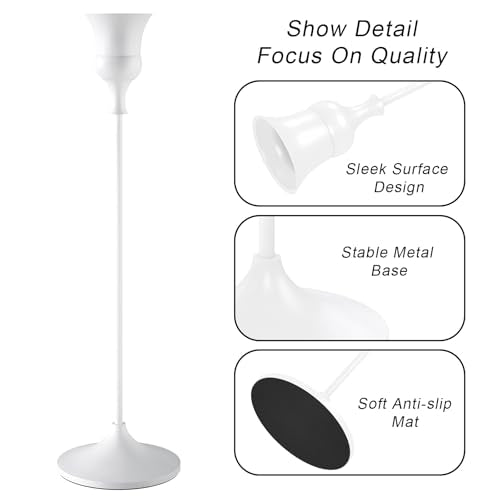 SHOWIN White Taper Candle Holders Set of 3 - Sturdy Aluminum Alloy Decor