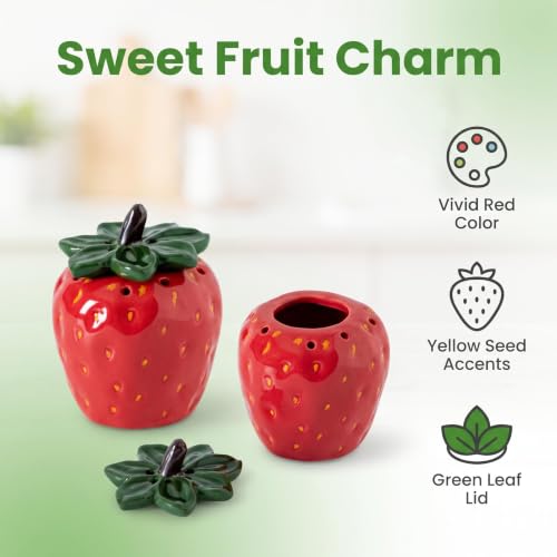 Strawberry Ceramic Refrigerator Deodorizer with Lid - 8 Vent Holes