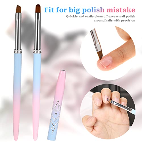Nail Art Clean Up Brush Set - 2 Pcs Round & Angled Brushes
