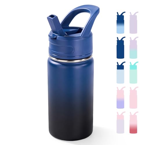 Fijinhom 12oz Kids Water Bottle - Leak-Proof Stainless Steel with Straw