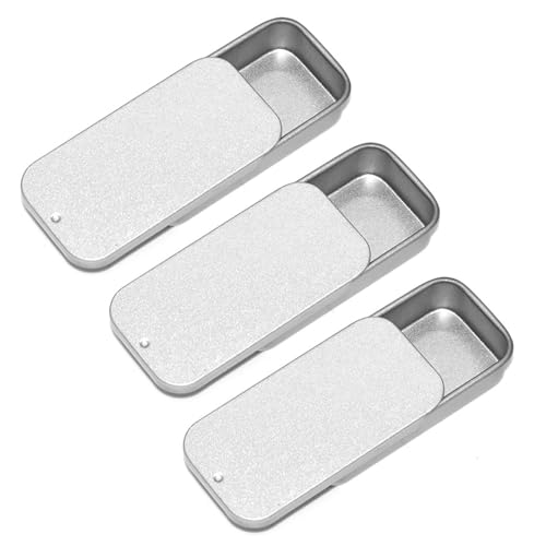 SKYPIA Lip Balm Tins - 0.25oz Silver Slide Top Containers (3 Pack)