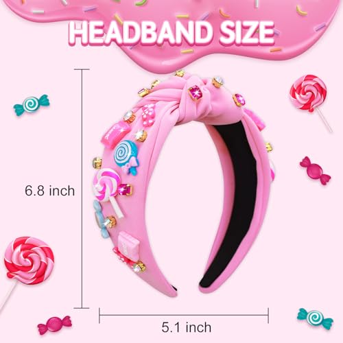 Pink Candy Knotted Headband for Women Girls - Candyland Party Accessory