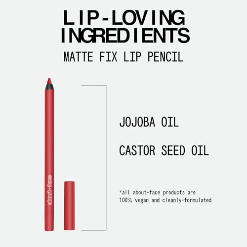 aboutface Matte Fix Lip Pencil - Bright Cherry Red | Long-Lasting Color