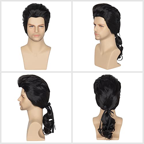 Gaston Short Wavy Brown Cosplay Wig with Ponytail - Heat-Friendly Synthetic