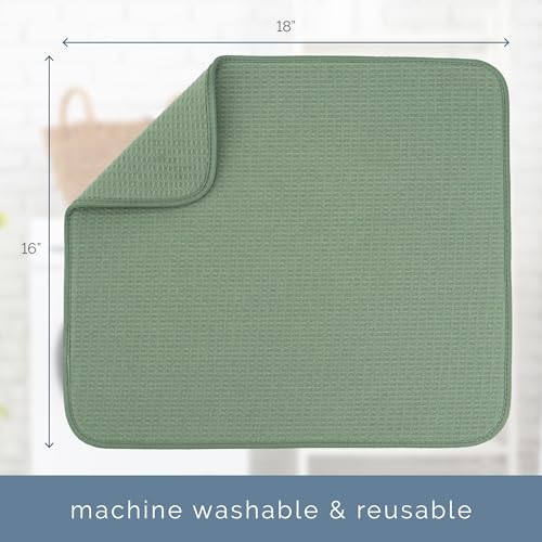 S&T INC. Microfiber Dish Drying Mat - 16" x 18", Sage Green