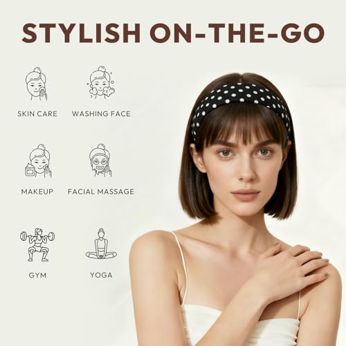 Aranya 5-Pack Polka Dot Headbands for Women - Vintage Style Hair Accessories
