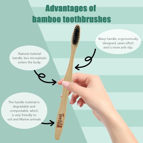 Green Bamboo Toothbrushes 8-Pack with Medium Bristles - Eco-Friendly & Recyclable