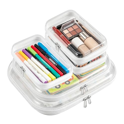 TrueLux 1L+1M+3S Clear Hard Shell Travel & Makeup Organizer Cases