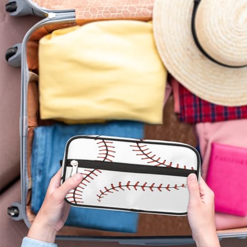 White Baseball Travel Toiletry Bag for Kids - Large-Capacity Hanging Dopp Kit