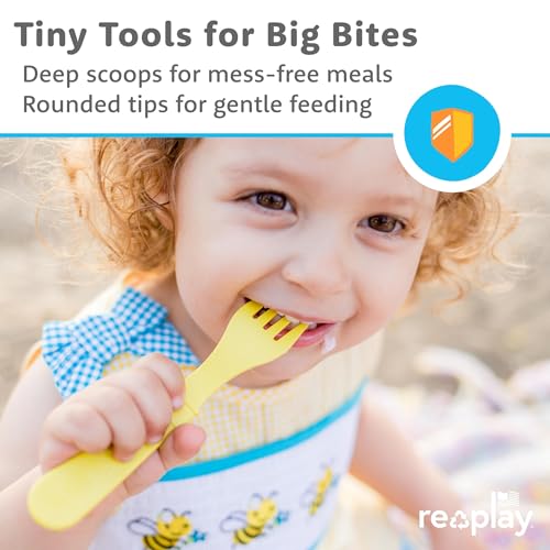 Re-Play Toddler Forks and Spoons Set - 8 Ergonomic Utensils