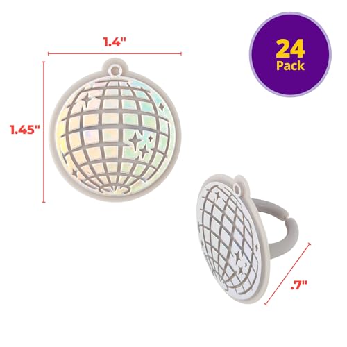DecoPac Disco Ball Cupcake Toppers - 24 Glamorous Rings for Parties