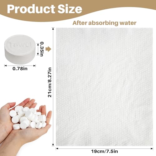 100 Compressed Travel Towels - Disposable Face Towels for Cleaning