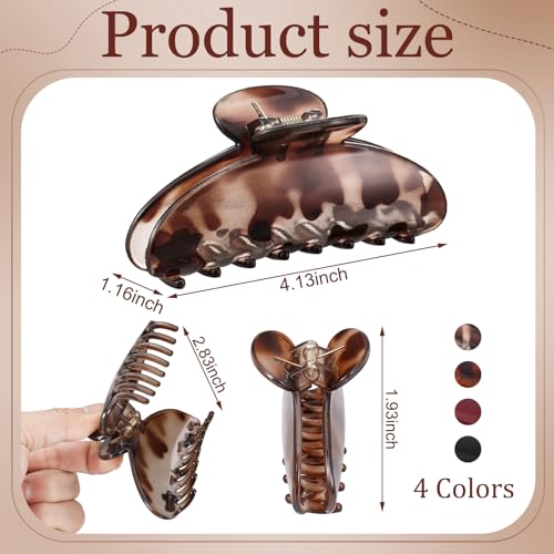 HairChrysm 4-Pack Large Acrylic Claw Clips for Thick and Fine Hair