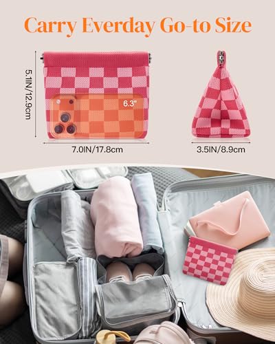 Bohunono Small Makeup Bag (Black-Beige) Travel Pouch, Lipstick Case & Brush Holder