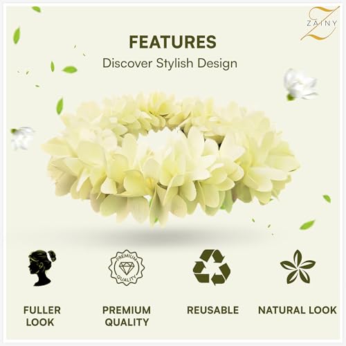 ZAINY White Mogra Gajra for Hair - Artificial Jasmine Floral Bracelet