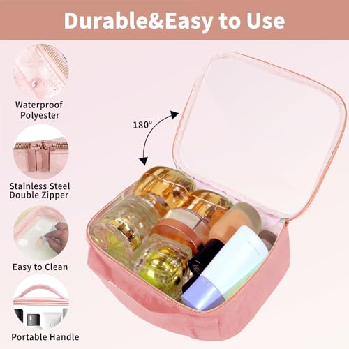 2-Pack Clear Travel Toiletry Bags, TSA Approved Cosmetic Organizer with Handle