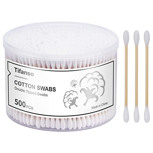 500 Count Wooden Cotton Swabs for Ear Care & Makeup | Tifanso