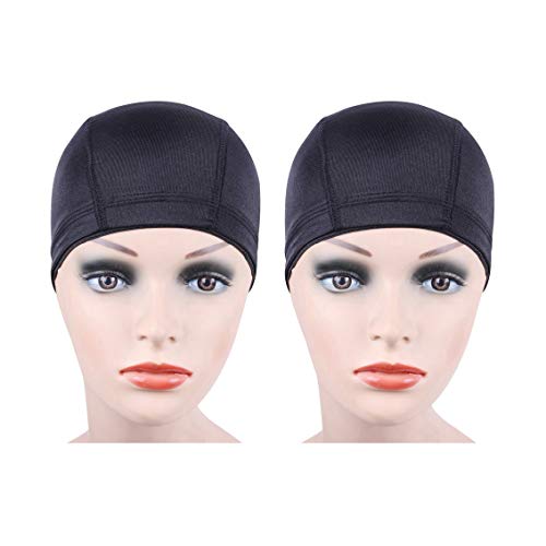 YANTAISIYU Dome Cap Wig Caps – 2 Pack Stretchy Nylon Size M