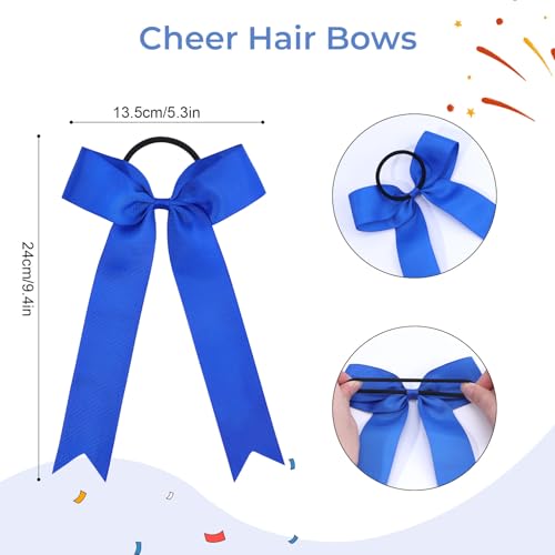 OAOLEER 16pc Cheerleading Hair Bows - Long Tail Grosgrain Ribbon for Girls