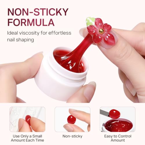 MIZHSE 4-Piece 3D Nail Art Sculpting Gel Kit with Flower Mold